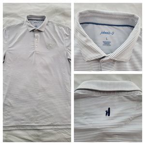 Johnnie O Golf Polo Mens L Striped Polyester Blend Cisco Brewers Short Sleeve